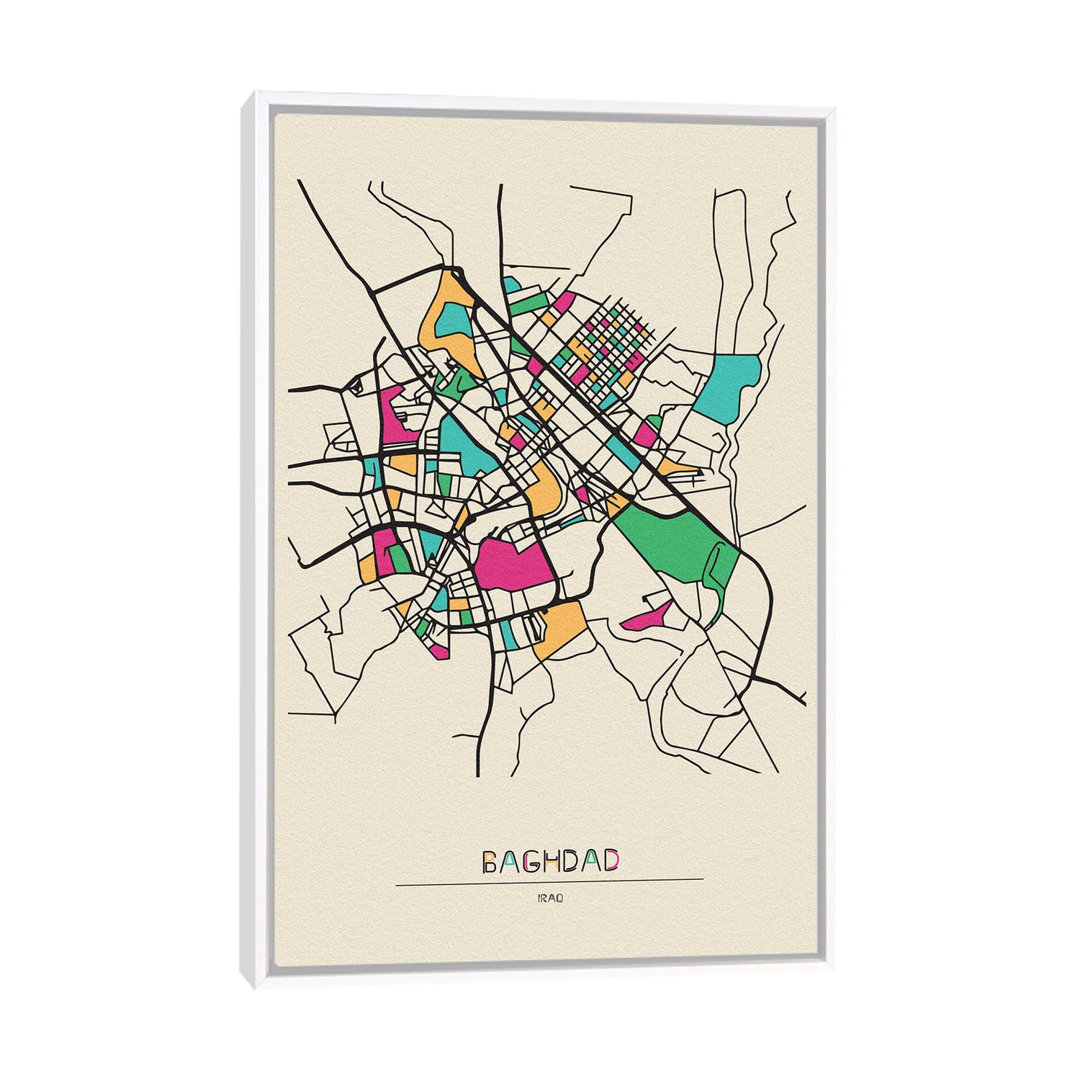 Baghdad, Iraq Map by Ayse Deniz Akerman - Print on Canvas