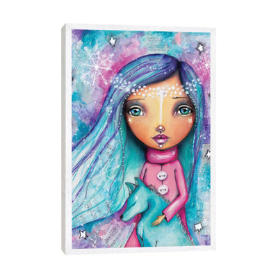 Snow Princess with Wolf 1 Piece Wall Art on Canvas