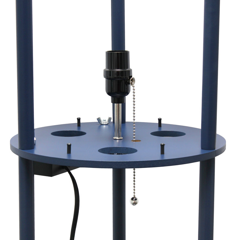 Baldrick 62.5'' Column Floor Lamp with USB and Outlet, Navy