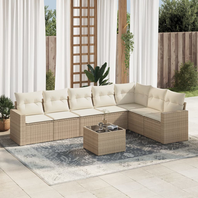 Ensemble de canapé de jardin en rotin PE Vidaxl, acier thermolaqué, verre trempé