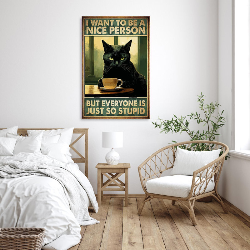 Impression sur toile, "Balck Cat I Want To Be A Nice", H 36 po x l 24 po x P 1,25 po