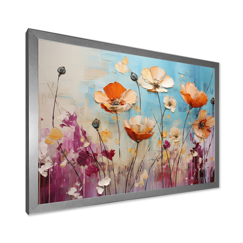 «Meadow Whispers Collage II», reproduction sur toile, H 16 po x l 32 po x P 1 po, Cadre photo argenté