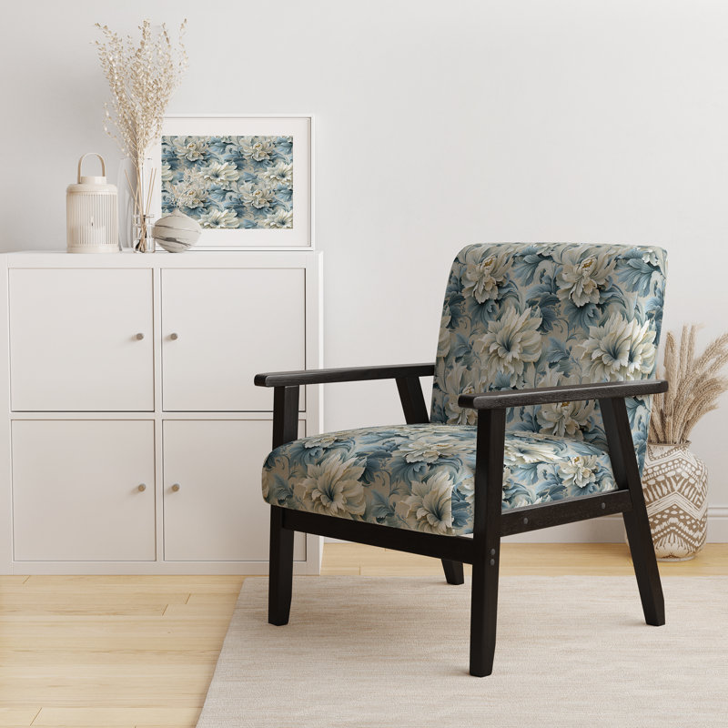 Chaise d'appoint Petal Symphony Blue Damask Harmony I - rembourrée de style bohémien et éclectique