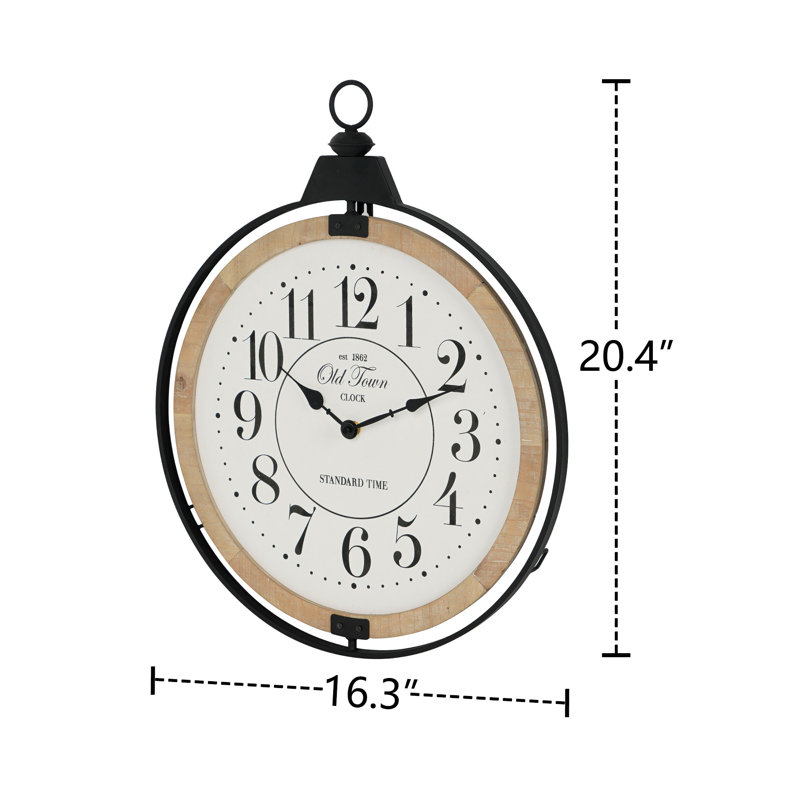 Oversized Old Town Round Frame With Top Loop Wall Clock