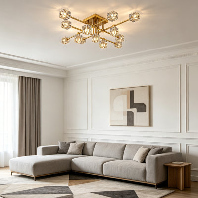 Lustre semi-encastré en cristal 13 lumières