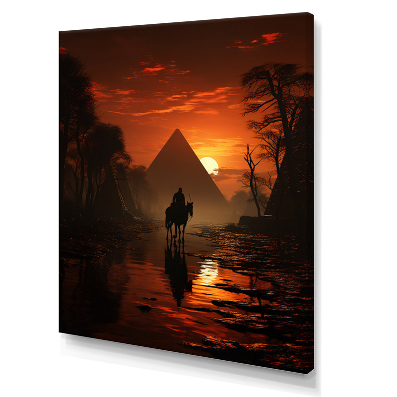 Silhouette de pyramide égyptienne encadrée sur toile, H 40 po x l 30 po x P 1,5 po, Toile tendue