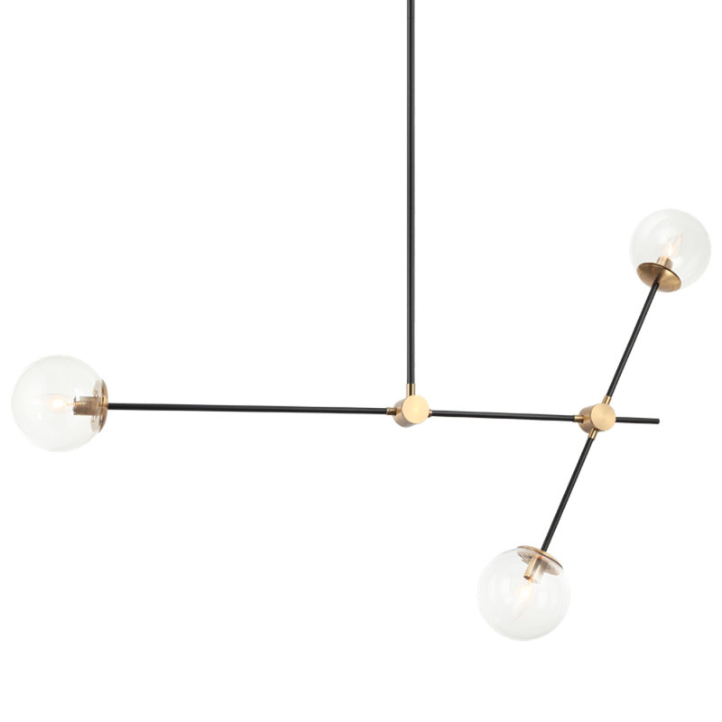 Light Sputnik Modern Cosmic Linear Chandelier, 32'' H x 60'' W x 60'' D, French Gold, Fizi