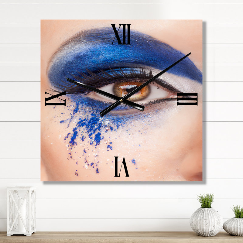 Gros plan d'un œil avec horloge murale, Moyen