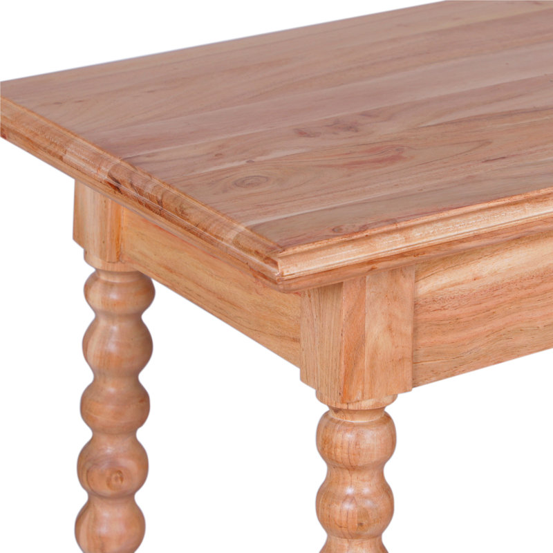 Natural Acacia Wood Writing Desk with Brass Knob