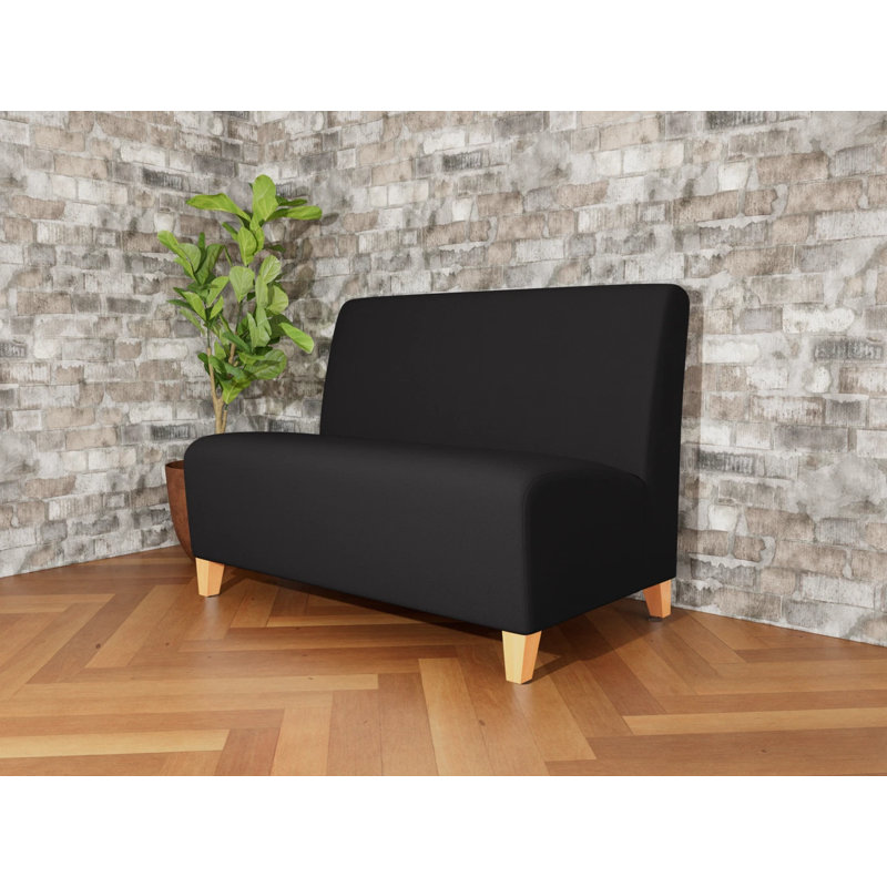 Causeuse sans accoudoirs Ravenna, Visite libre noire, Bois naturel