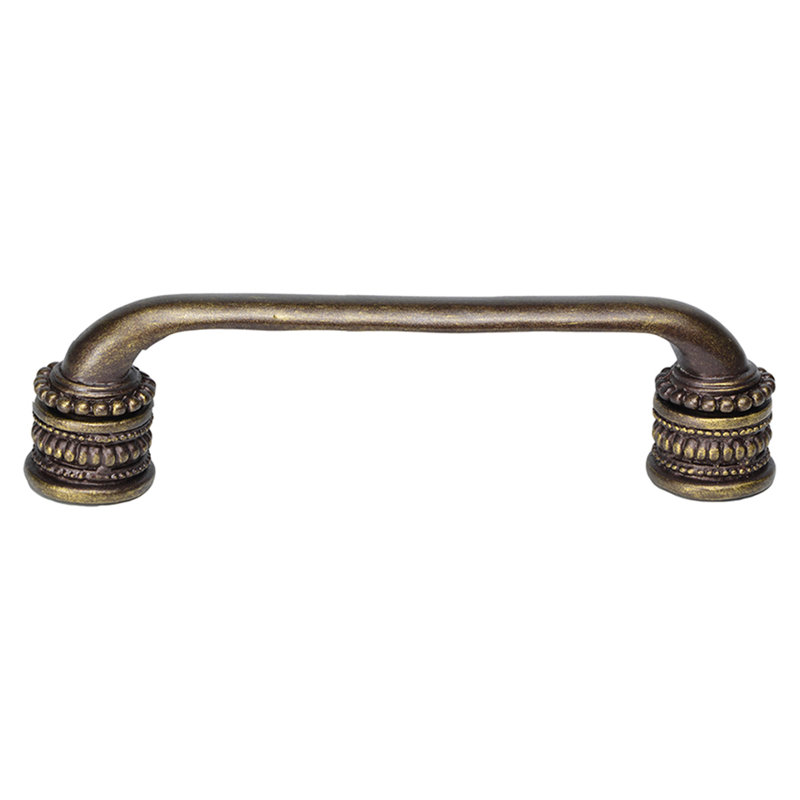 Classic pull w/ beaded sleeves, 5", Antique Brass