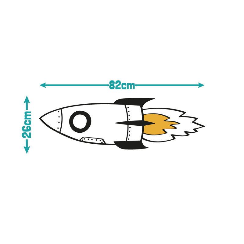 Rocket and Stars Wall Stickers, Orange