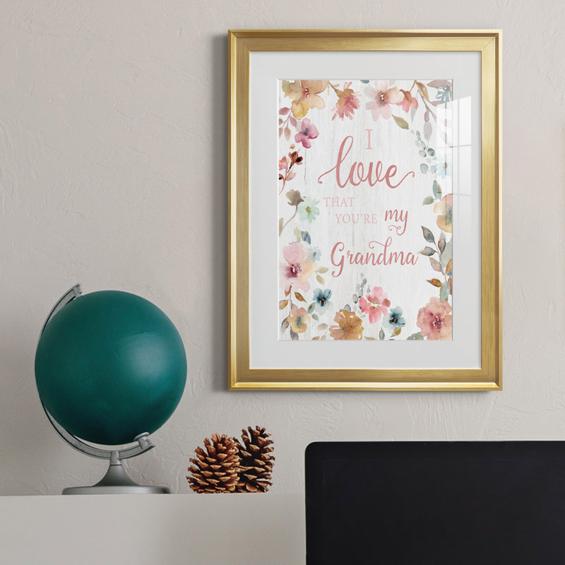 Love Grandma - Art textuel avec cadre photo, Or, H 18,5 po x l 24,5 po x P 1,5 po