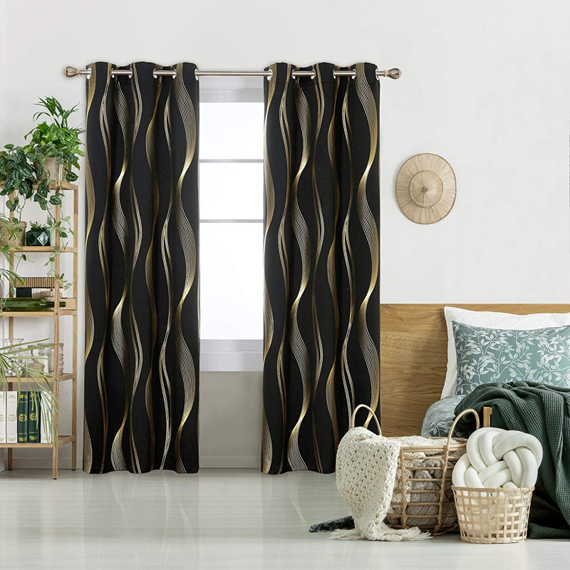 Maisonet Blackout Curtain Pair, Black, 132cm Width x 229cm Drop