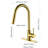 Pull Down Kitchen Faucet In Brushed Gold - Stainless Steel Construction, 360 Rotatable High Nozzle, Two Water Output Options, Single Handle For Temperature & Flow Adjustment, Corrosion, 15.65In-1102239278