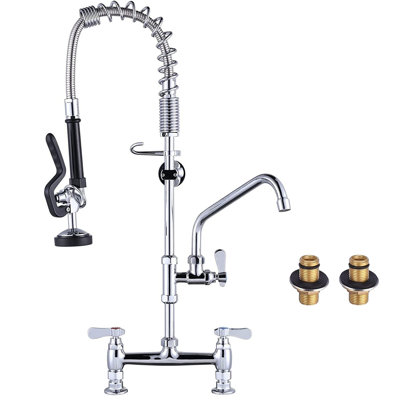 Commercial Kitchen Faucet with Pre-Rinse Sprayer 26Inch