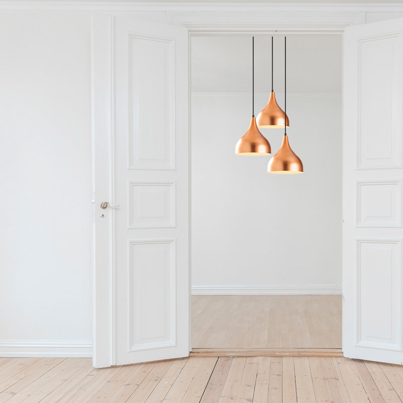 Luminaire suspendu en forme de dôme à 3 lumières Laelia, Cuivre / noir, Copper/Black