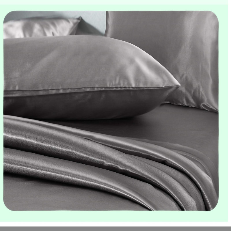 Luxury Silky Grey Queen Bedding Set - 4 Piece Deep Pocket Sheets, Wrinkle & Stain Resistant, Fade Proof, Includes Fitted Sheet, Flat Sheet, 2 Pillowcases