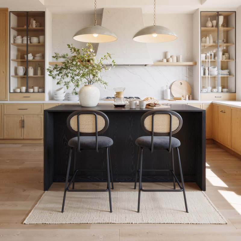 71" Modern Black Kitchen Island With Storage Glass Doors Kitchen Table With Led Light Strip