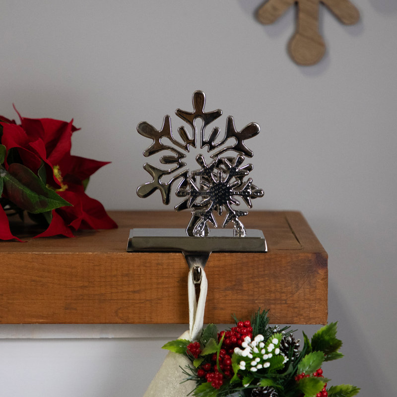Porte-chaussette de Noël double avec flocons de neige - 6 po