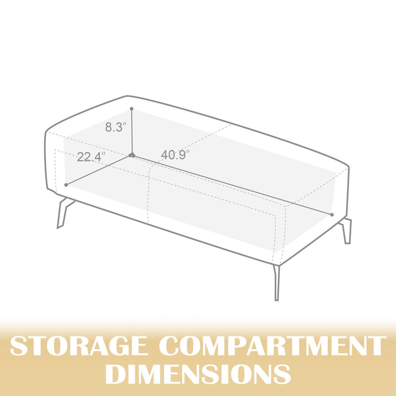 Repose-pieds brun foncé en similicuir avec rangement, Simili cuir brun foncé, 17.72" H x 47.2" W x 24.4" D