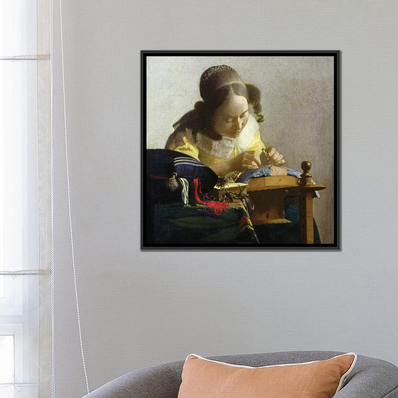 « the lacemaker 1669-70 », reproduction sur toile, H 26 po x l 26 po x P 1,5 po, Toile tendue, Pas de tapis