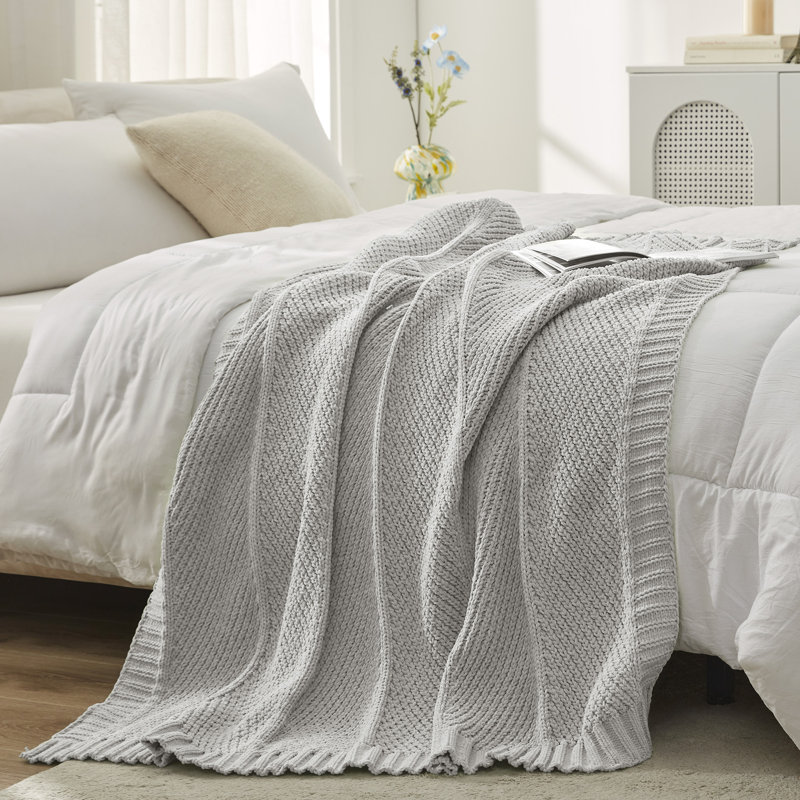 Jeté Chunky Knit, Gris, L 50 po x L 60 po
