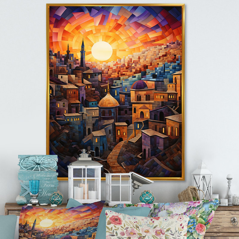 «Judaism Judaic Journey To Synagogue I», impression sur toile, Cadre flottant doré, H 32 po x l 16 po x P 1 po