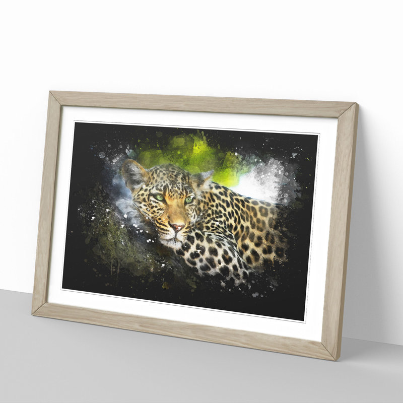 Leopard Vol.2 - Picture Frame Graphic Art, 65cm H x 90cm W x 2cm D, Oak Framed