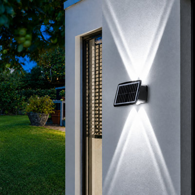  Solar Wall Light Outdoor Up and Down LED IP65 Waterproof for Patio Porch Garden Yard and Fence