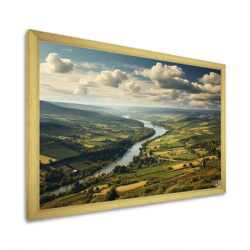 Allemagne, campagne, rivière, art mural sur toile, H 12 po x l 20 po x P 1 po, Cadre doré à une seule photo