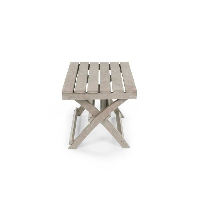 Seaview Fully Assembled All-Weather Recycled HDPE Outdoor Folding Side Table, Pacific Blue, Sand