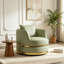 Faux Leather Swivel Accent Chair-503423289