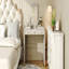 Coiffeuse classique en bois avec miroir rabattable, coiffeuse 3 en 1 avec 2 tiroirs et espace de rangement pour la chambre à coucher, champagne-739258589