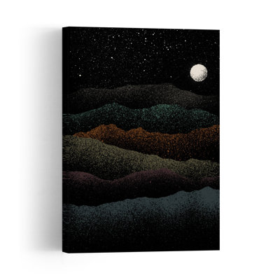 Paysage de montagne paisible, serein et tranquille, par nuit, affiche murale