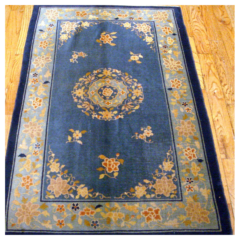 Peking Hand Knotted Wool Oriental Area Rug in Blue/Yellow
