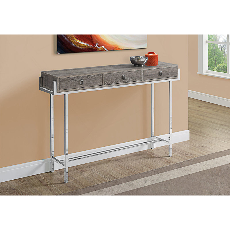 Console moderne, table d'entrée, table d'appoint avec tiroirs, Taupe