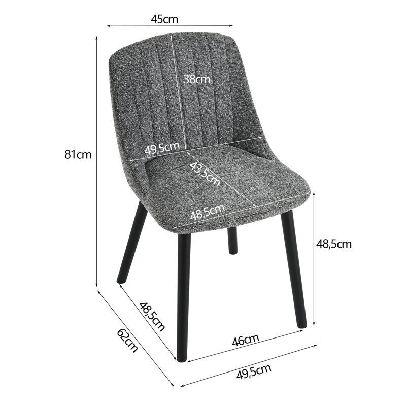 48.5cm H Upholstered Side Chair, Grey Chenille/Black