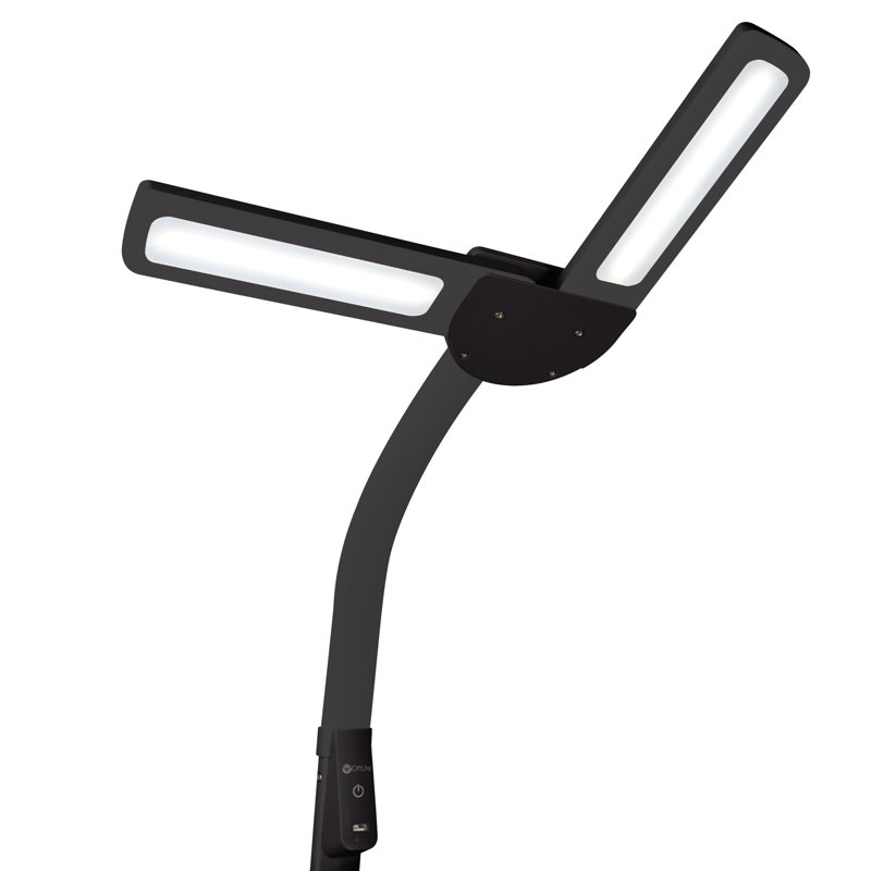 Black Adjustable LED Floor Lamp with USB Charging Port