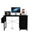 Bureau de 47,3 po avec bloc d'alimentation et 3 tiroirs en tissu. Grande poche latérale. Table d'écriture rectangulaire noire moderne pour le bureau. Structure en métal renforcé, patins réglables. Facile à assembler