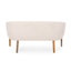 Beige avec surpiqûres en canaux et pieds en bois d'hévéa brun, look Mid-Century moderne, tissu d'assemblage, coutures, requis