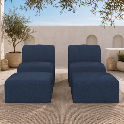 Ensemble de chaise rembourrée avec repose-pieds et coussins Sunbrella 4 pièces Eliana 