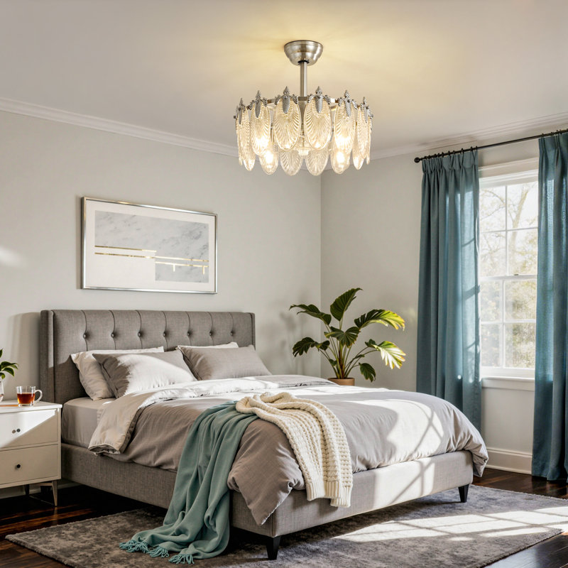 Ventilateur de plafond moderne 21 po avec lumière, Nickel