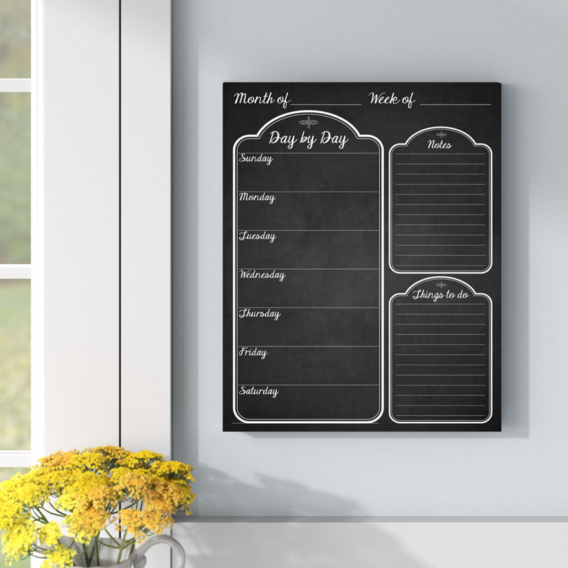 Tableau effaçable mural Day by Day, 20" H x 16" W, Noir