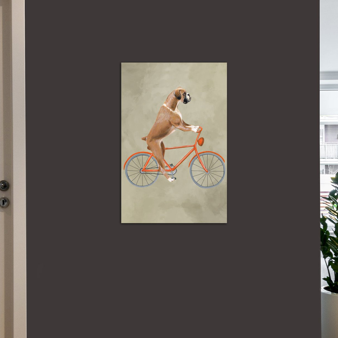 " Boxer On Bicycle " East Urban Home Mat 