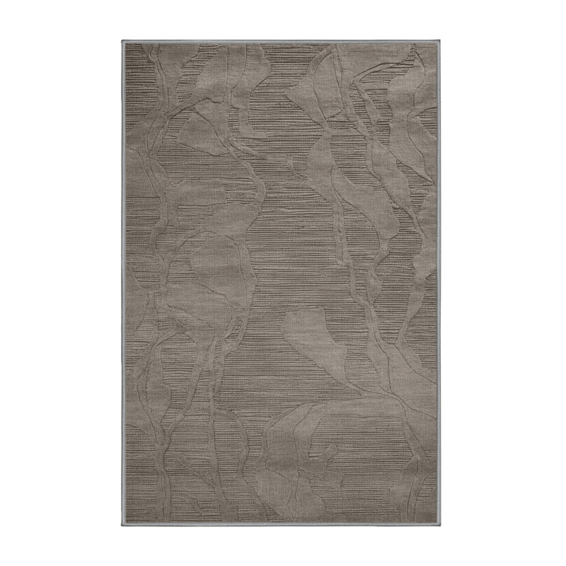 Machine Washable Abstract Gray Area Rug, Runner 2' x 5'