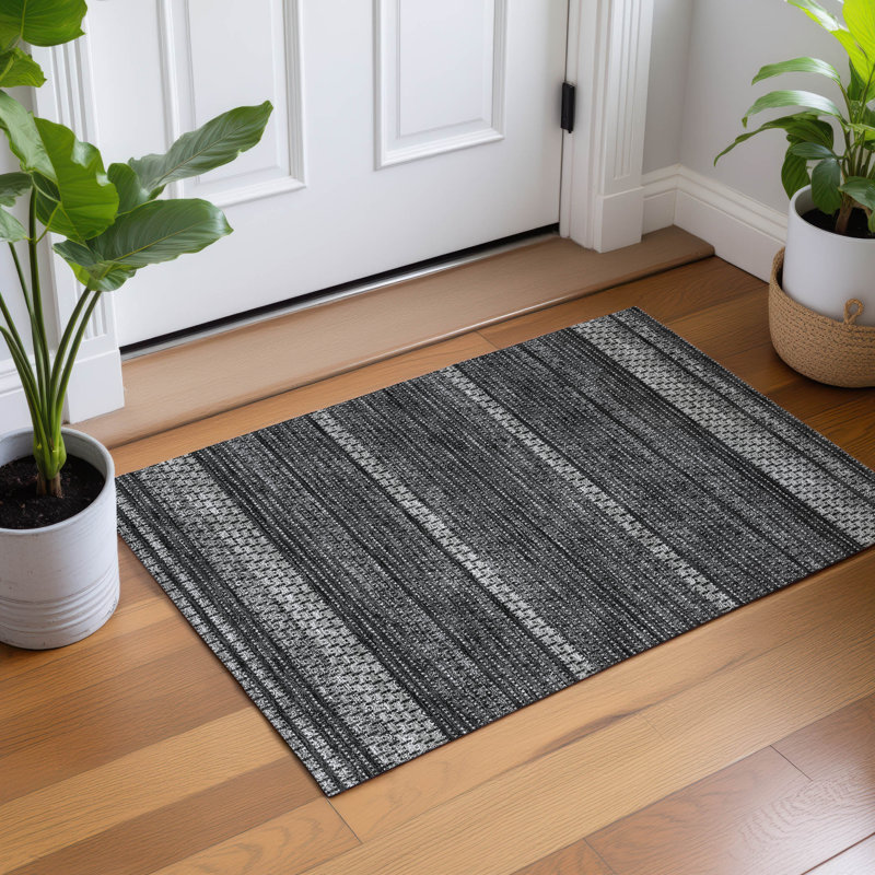 Tapis à rayures intérieur / extérieur lavable à la machine ACN2427, Rectangle 1 pi 8 po x 2 pi 6 po