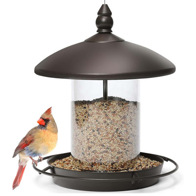 Metal Roof Hanging Feeder For Wild Bird Seeds, Bronze
