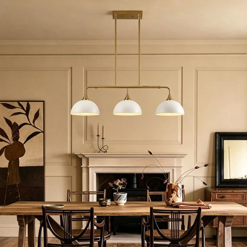 Luminaire suspendu pour îlot de cuisine à 3 lumières à intensité variable Dome, Blanc