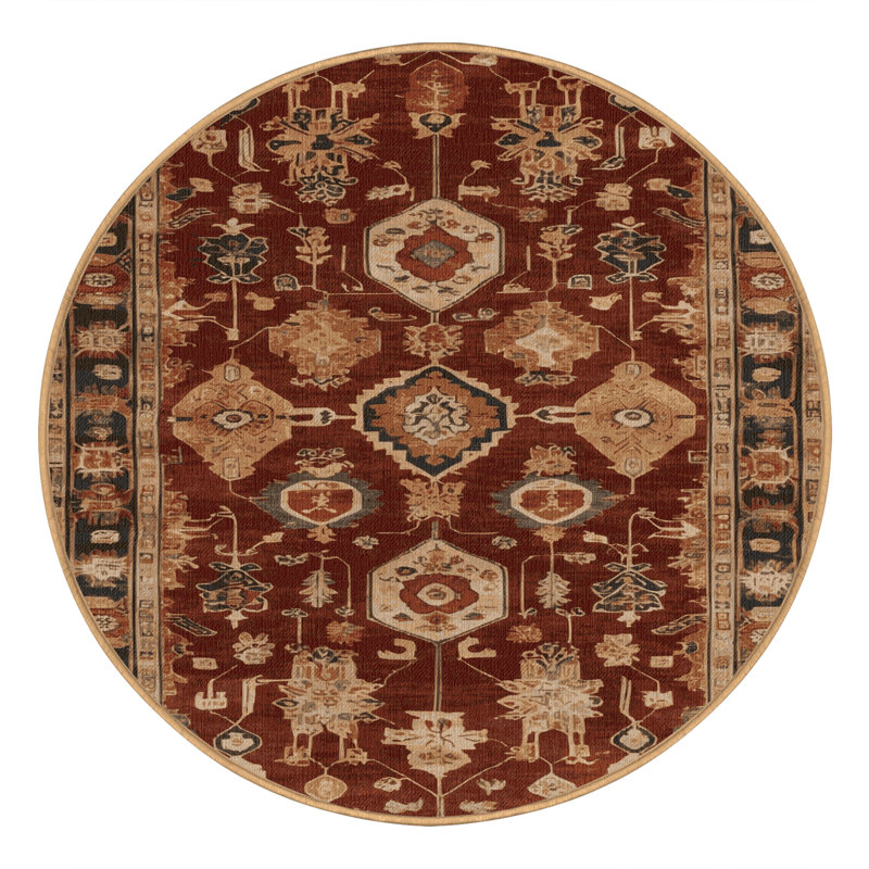 Tapis brun lavable à la machine, Rond 3 pi